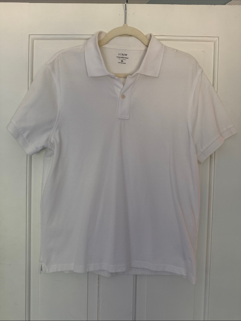 J. Crew Men's White Short-Sleeve Polo, size M